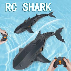 Animais elétricos/rc animais robô baleia tubarão brinquedo para crianças cobra controle remoto tubarões brinquedos elétricos rc robôs meninos crianças banho peixe cocô