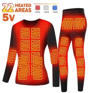 Women 28 Areas Heating Jacket Winter Adjustable Outdoor Sports Heating Underwear Men Ski Electrical Heating Thermal Underwear 240103