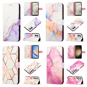 Marmeren korrel lederen portemonnee hoesjes voor Samsung S24 Ultra Plus A55 A35 Moto Edge 40 Neo G84 G54 G Power 2024 G Play Stone Graniet Quartz Vergulde beplating Houder Kaartzakje