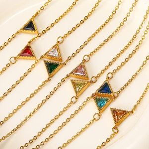 Halsketten mit Anhänger, zierlicher dreieckiger Kristall für Damen, modischer Edelstahlschmuck, Geschenkartikel für Freunde