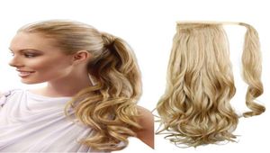 Wholepony caudas rabo de cavalo peças de cabelo 22quot cabelo sintético longo cruly clipe em fita extensões de cabelo rabo de cavalo encaracolado pi6407484