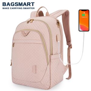 BAGSMART Zaino per laptop antifurto Uomo Donna Tasche multiple Borsa da viaggio per libri di scuola universitaria con porta di ricarica USB 240102