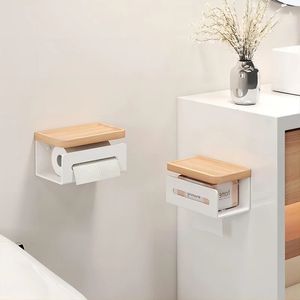 Solid Wood Tissue Box Toilet Free Punch Paper Holder Rack 240102