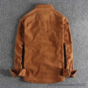 Men's Casual Shirts Vintage washed corduroy long-sleeved shirt men's simple and loose-fitting winter thick-style shirt coat