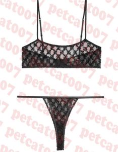 Roupa interior de renda preta das mulheres sutiã carta bordado biquíni lingerie feminina ver através das senhoras roupa interior set8116129