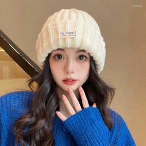 Berets Women' Solid Color Elastic Knit Wool Beanies Hat Female Girl Autumn Winter Ear Warmer Skullcaps JK Korean Soft Ski Riding Bonnet