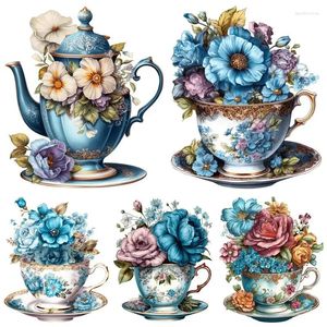 Confezione regalo, 15 pezzi/pacco, adesivi per tazza da tè vintage, adesivi decorativi per diario spazzatura, scrapbooking artigianale fai da te