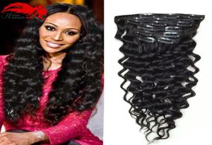 Hannah Deep Curly Clip w ludzkich włosach przedłużenia 10pcs140G Klip w przedłużanie włosów Mongolski głęboki klin z ludzkimi włosami INS5062111