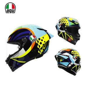 ヘルメットMoto AGV Motorcycle Design Safeate Comfort AGV PISTA GPRR ICE BLUE MOOTOLCYCLE CARBOK FIBER TRACK ANTI DROP RIDE LITTEN EDITION FULL HELMET CHAMELEON CJMZ