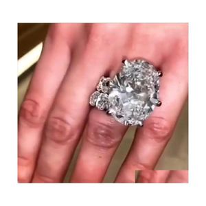 Anelli Fedi nuziali Scintillanti gioielli vintage Coppia 925 Sterling Sier Grande taglio ovale topazio bianco Cz diamante Anello da sposa da donna Set regalo Dr