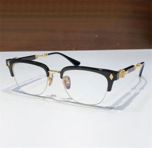 Pop Retro Men Optical Glasses Eva Punk Style Design Square Half-Frame With Leather Box HD Clear Lens toppkvalitet