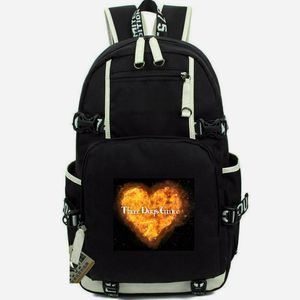 حقيبة ظهر عصبية ثلاثة أيام Grace Daypack TDG Band School Bag Fire Heart Print Rucksack Disual Schoolbag Computer Day Pack