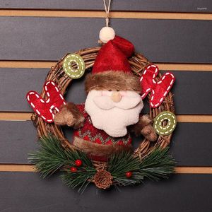 Noel dekorasyonları çelenk dekorasyon xmas asılı dekor yuvarlak rattan çelenk Noel claus oyuncaklar ağaç damla
