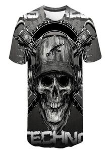 Skull T shirt Men Skeleton Tshirt Punk Rock Tshirt Gun T shirts 3d Print Tshirt Vintage Men Clothing Summer tops Plus Size 6XL7302027