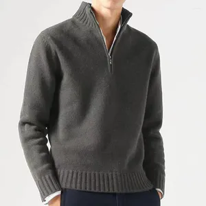 Suéteres masculinos 2024 suéter casual meia gola alta homens pullovers de malha para masculino slim knitwear homem