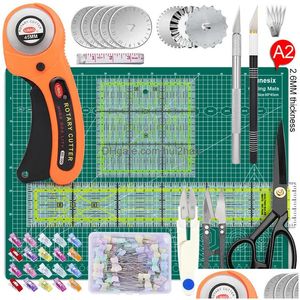 Cutting Mat Wholesale Rotary Cutters Set Withwork Rer Carving Knife Kit For Fabric Paper Leather Crop Sewing Scissors And Quilting D Dhykj