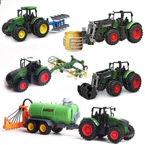 124農場トラクターモデルの子供向け玩具カーエンジニアリング車両農業トレーラー輸送トラックアセンブリキットボーイズギフト240103