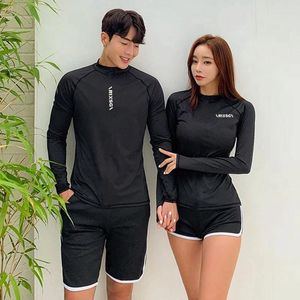 Mulheres Swimwear Rash Guard Manga Longa Mulheres 2024 Casal Dois Peça Maiô Homens Surf Natação Terno Praia Mergulho Banho Monokini