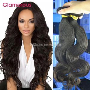 Wefts Glamorous Hair Products Body Wave Human Hair Weave 3 Pieces Rå obearbetade jungfruliga brasilianska indiska malaysiska peruanska hårbunt