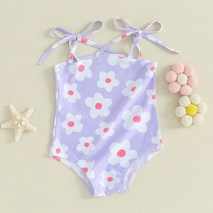 Kläderuppsättningar Småbarn Spädbarn Baby Girl Swimsuit Kläder Baddräkt Blommig ärmlös Summer Badkläder Beach Wear