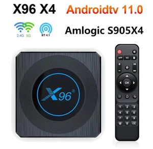 システムX96テレビボックスAndroid 11 X96 X4 AMLOGIC S905X4 4G 64GB RGBライトTVBoxサポートAV1 8KデュアルWIFI BT4.1 32GBセットTOPBOX X96X4