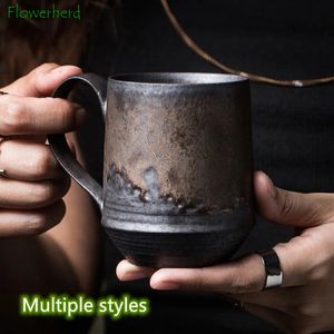 Tazza da caffè in ceramica con orecchio appeso in stile nordico, smalto ruggine, tazza da tè in ceramica grossolana, coppia di acqua creativa 240102