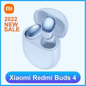 Ohrhörer 2022 Neue Bluetooth -Ohrhörer Xiaomi Redmi Buds 4 TWs wahre drahtlose Kopfhörer IP54 Ladekoffer Sport Ohrhörer Blau und Weiß