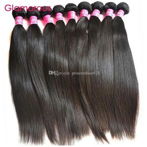 Wefts Glamorous Malaysian Hair Extensions Wholesale 100% Original Human Hair 10Pcs Peruvian Indian Brazilian Straight Hair Weave for Bla