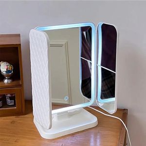 Lustra kompaktowe lustra Trifold Makeup Mirror LED LED LED DOM SOTORNIK PROUTHROL Piękno Światło lampkę wypełniającą inteligentną komplementarną mak