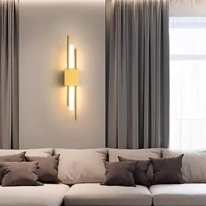Wall Lamps Modern Minimalist Creative Iron Acrylic LED Lamp Coppery Bedroom Study Dining Room Corridor Lighting Fixtures Drop