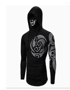 Men039s T-Shirts Men39s T-Shirt Shortsleeve Man Long Sleeves Pure Color Sweater LongSleeved Skull Masked Hood6662545