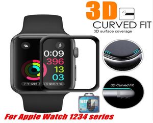 Do Apple Watch 4 Pełne zadaszone 9H 3D Zakrzywiona krawędzi klej hartowany szklany screen ochronny 40 mm 44 mm 38 mm 42 mm dla iWatch 1235758422