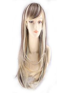 Woodfestival Mix Color Synthetic Wig Long Wavy Women Lätt värmebeständiga fiber peruker Blond högkvalitativa lady9538744