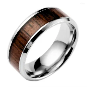 Кольца кластера, кольцо из карбида 8 мм, инкрустация деревом коа, обручальное кольцо для мужчин и женщин, полированные края, отделка Anel Masculino, удобная посадка