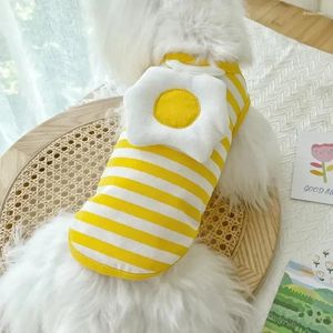 Dog Apparel Poached Egg Decoration Stripe Vest Pet Clothes Small Spring Summer Cute Cat Supplies Accessories