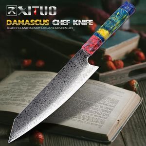 Noże Xituo Chef's Nakiri Knife 67 Warstwy Japońskie Damascus Steel Damascus Chef Knife 8 -calowy Nóż Kitchen Damascus Strocified Wood HD