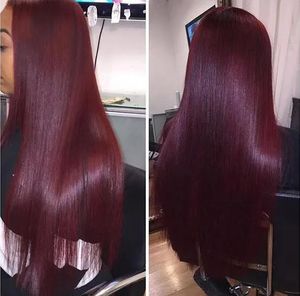 Wefts Peruvian Bourgogne Hair Weave Straight Weft 99J Wine Red Human Hair Bunds obearbetade väver