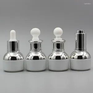 Storage Bottles 20ml White Glass Dropper Bottle Essence Oil Moisture Gel Liquid Serum Spot Removal Whitening Toner Toilet Skin Care Packing