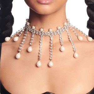 Kolye Kolyeleri Yaratıcı Goth Çok Katmanlı Püskül İmitasyon-Pear Zincir Kolye Kadın Düğün Gelin Punk Beads Cadılar Bayramı Takı