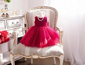 Vestidos elegantes para meninas, vestidos de verão 2017, chiffon vermelho, festa de casamento, vestido de aniversário, batismo, vestidos com laço grande 6m12y