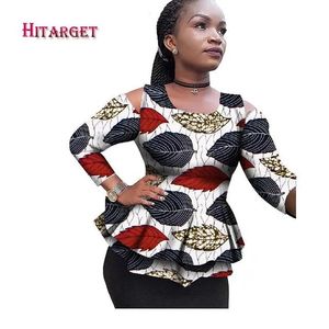 Shirts New Dashiki African Women Clothing Bazin Riche Fashion Elegant ONeck Crop Top Shirts Ankara African Clothing WY2100