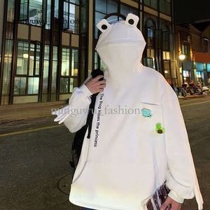 Internet Celebrity Frog Hoodies Autumn And Winter Funny Cartoon Frog Pullover Sweater For Men, Loose Hooded Coat Trendy Street Couple Dress 901 710