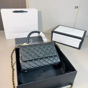 Hohe Designer-Umhängetasche für Damen, Luxustaschen, Caviar Diamond Lattice, Handtasche aus echtem Leder mit goldener Kette, gestreift