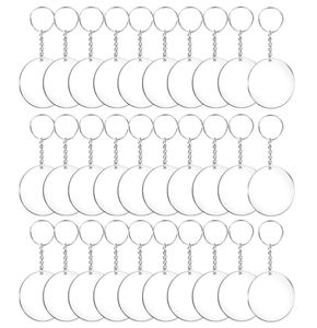 Akryl Transparenta Circle Discs Set Key Chains Clear Round Keychain -tomma för DIY Transparent6006446