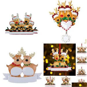 Decorações de Natal 2023 Personalizado Rena Família Árvore Decoração Bonito Cervo Resina Pingente Gota Entrega Home Jardim Festivo Pa DHTNP