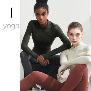 Designer de marca yoga wear al outono e inverno novas roupas esportivas femininas de fitness correndo yoga wear curto zíper gola casaco esportivo