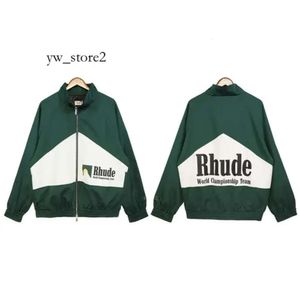 Mäns Rhude Jackets Män kvinnor 1 1 Toppkvalitet Hip Hop Ytterkläder Badge broderat Lapel Rhude Windbreaker Coats Black Red Jacket 4582