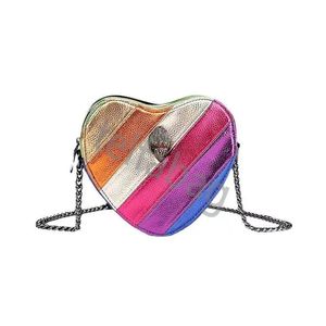 Kurt Geiger Borsa a forma di cuore Borsa firmata in pelle Londra Donna Uomo Mini Borsa a tracolla pochette con insegna in metallo Borse Borse di lusso