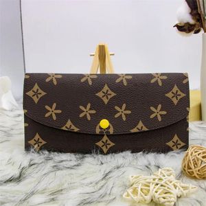 Titulares M60697 Bolsas de Moedas Femininas Emilie Carteira Longa Mans Bolsa Titulares de Cartão Moda Clássico 4 Slots de Cartão de Crédito Botão Designer de Luxo M