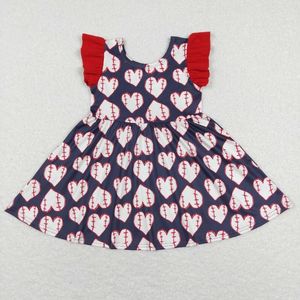 Mädchen Kleider Großhandel Baby Sommer Kurze Ärmel Herzen Baseball Kleid Kleinkind Knielangen Einteilige Kinder Kinder Ball Kleidung